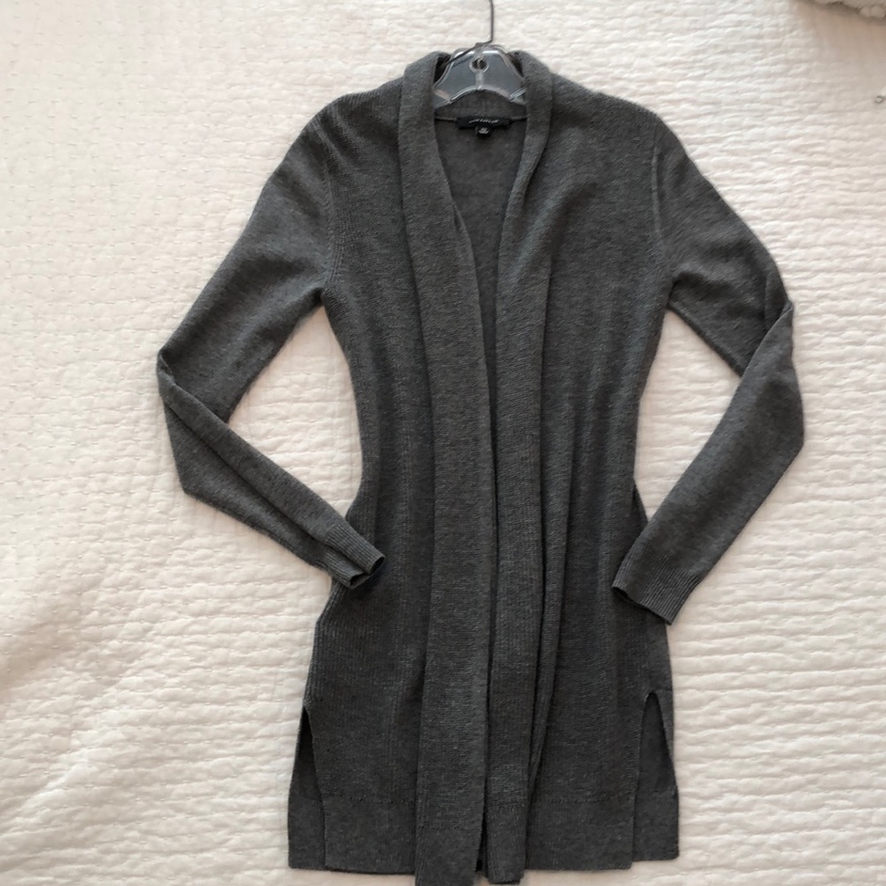 Ann Taylor Long Charcoal Cardigan XS